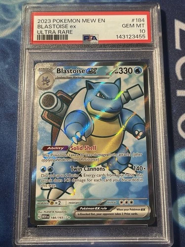 PSA 10 Blastoise ex Ultra Rare 184/165 151 Holo Pokemon TCG