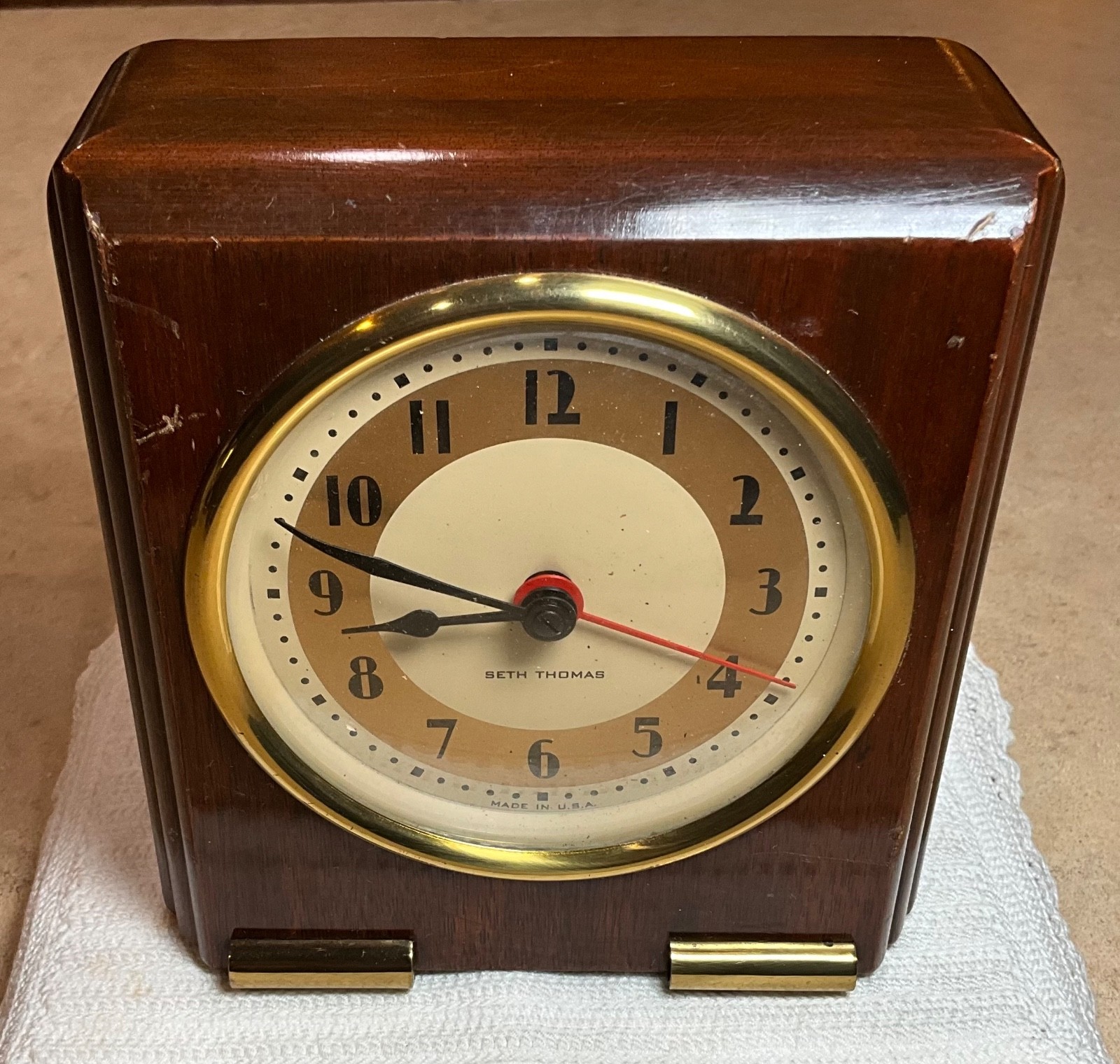Vintage Seth Thomas Electric Art Deco MCM Table Desk Clock WORKS- 1940’s-50’s