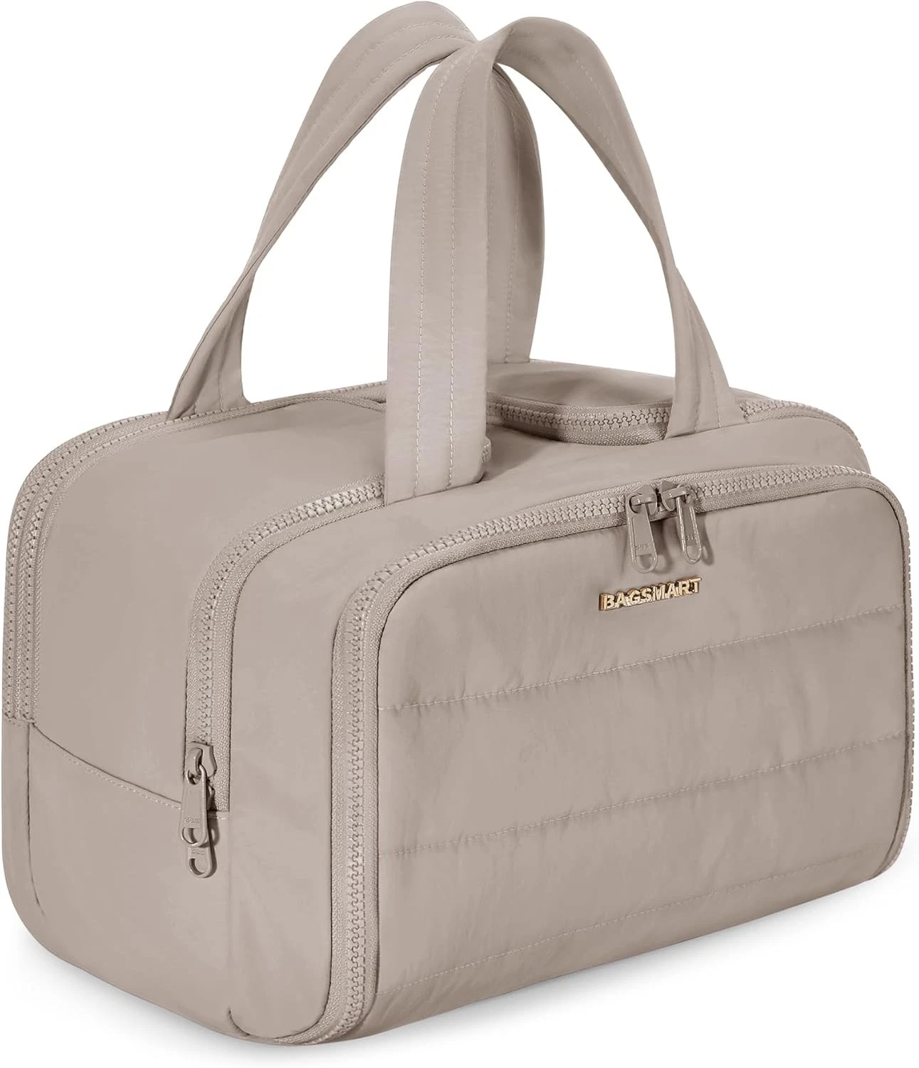 BAGSMART Travel Toiletry Bag Large Makeup Organizer Gray Brown