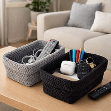 Handwoven Knitted Storage Basket Large Capacity Desktop Decorative Box  Office