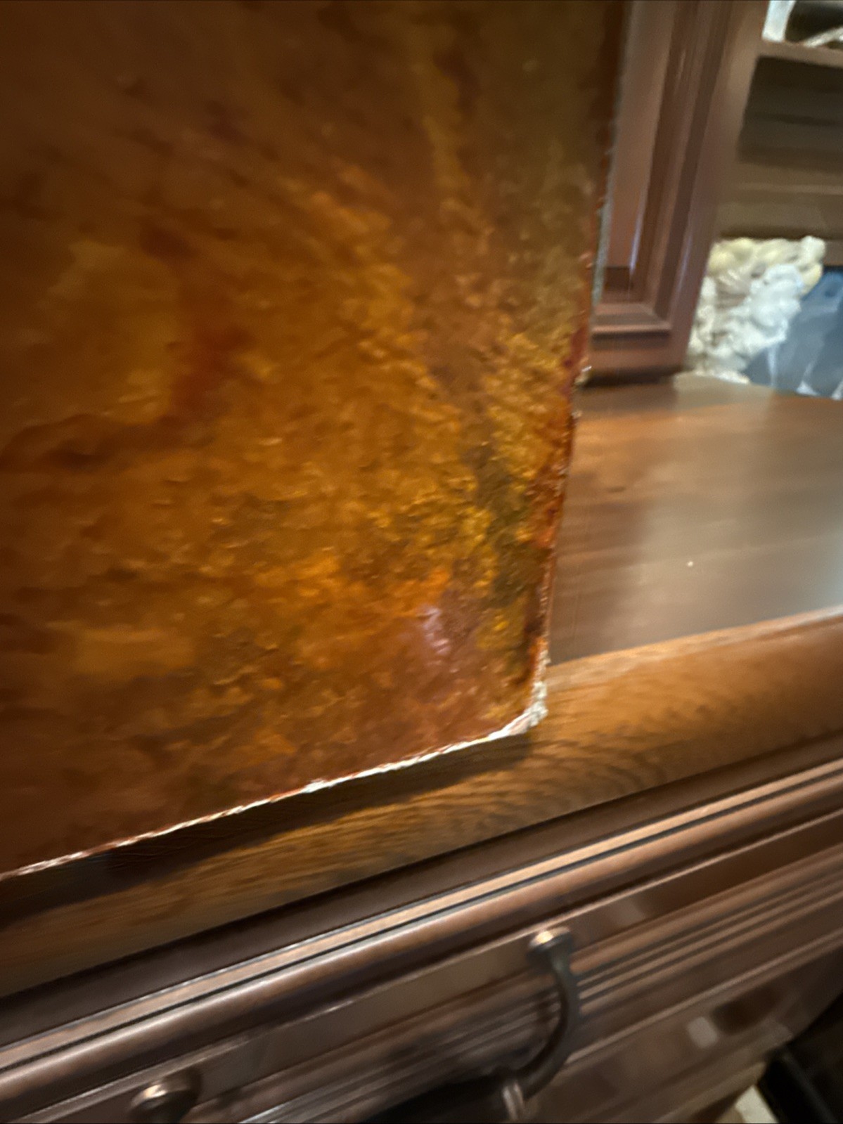 Vintage Faux Brown Camel Leather Trunk Chest Sudden Metal Corners 