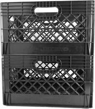 24 Quart 2-Pack Heavy Duty Plastic Crate Stackable Multi-Purpose Storage Bin