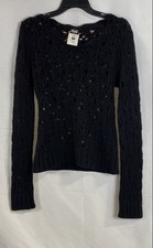 D&G Women's Vintage Y2K Black Crochet Knit Angora Wool Sweater IT 42 M