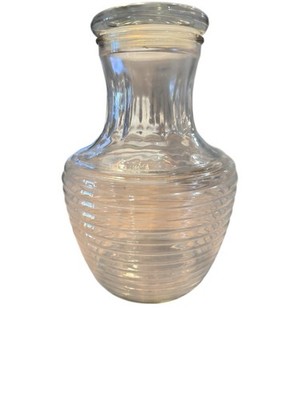Vintage 1950s Anchor Hocking Glass Beehive Pitcher Carafe W/ Lid 9'' 72 Ounce Cap
