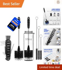 Luxury 6 Pack Bottle Brush Set - 14" Stainless Steel  Antistatic Straw Brushes