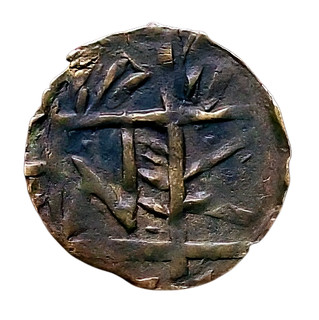 Scarce Bhutan ½ Rupee Copper coin 1885 1910〻KM 7.6〻VF