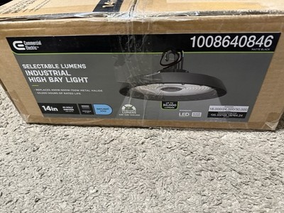Commercial Electric 1-Pack 14in Black LED Dimmable High Bay Light 30000 Lumens
