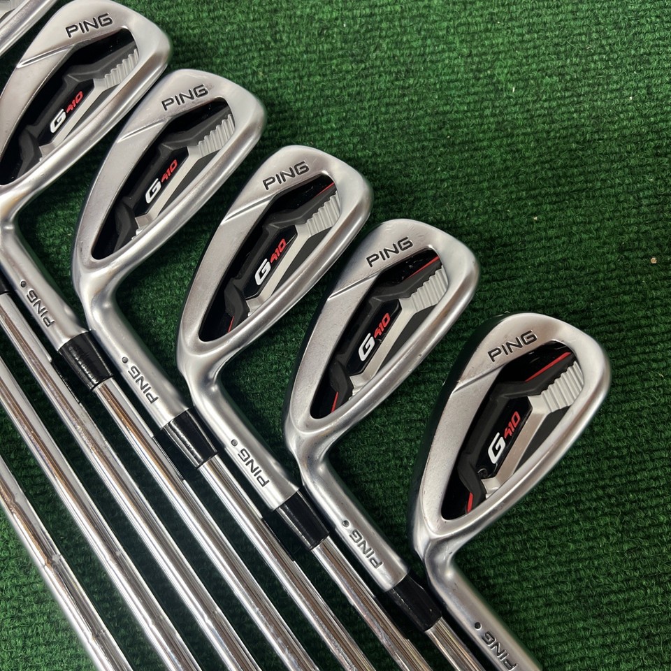 Set De Fers Ping G410 5-PW + SW (7 Clubs) - Red Dot - Flex Régulier - Acier - Occasion Bon état - Pour Droitier