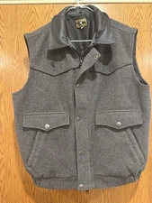 Wyoming Traders Vest Mens Medium Gray Wool Full Zip Snap Pockets Lined