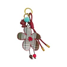 Handmade Cozy Autumn Winter Plush Ball and Floral Key Ring for Bag Charm Gift