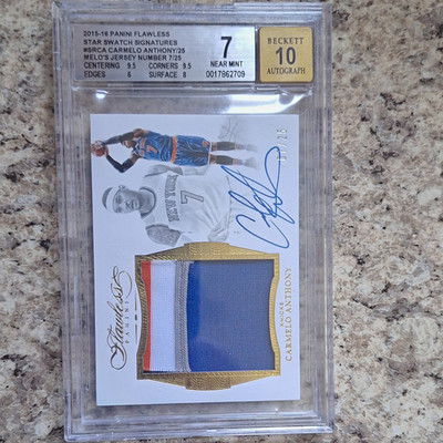 2015-16 Panini Flawless Carmelo Anthony Star Swatch Signatures /25 BGS 7