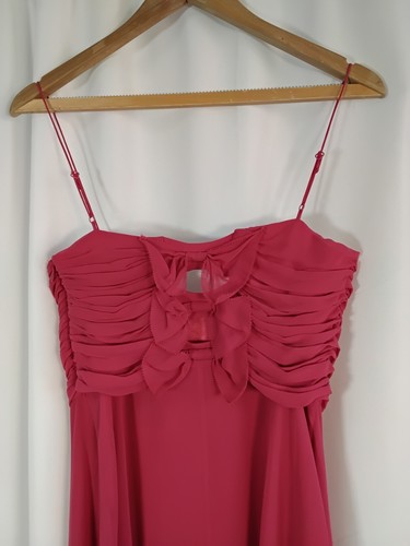 Karen Millen Pink Silk Dress UK12 Mini Ruched Spaghetti Straps Bows rrp140 BNWT - Picture 14 of 18