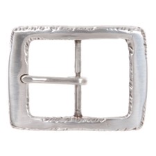 1 5/8" 40 mm Silver Tone Edge Hammered Rectangular Center Bar Belt Buckle