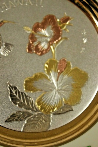 Dynasty Gallery 24k Gold Rim Chokin Art Display Plate 16.5cm Hawaii Hummingbird - Picture 6 of 10