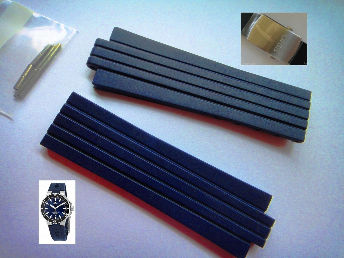 ORIS BLUE 7533 TT1 Divers Date 24mm Rubber Band strap bracelet 24 22  clasp