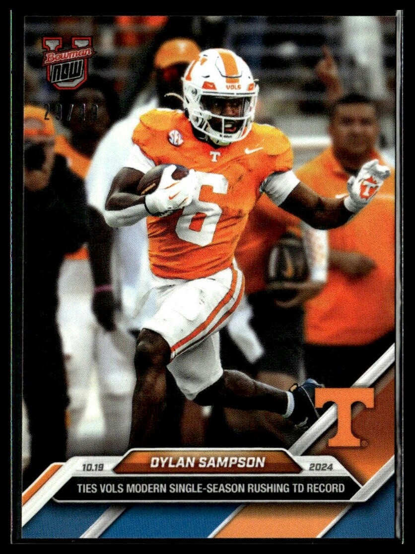 2024 Topps Bowman U Now 30 Dylan Sampson Tennessee Volunteers TDs Blue 29/49