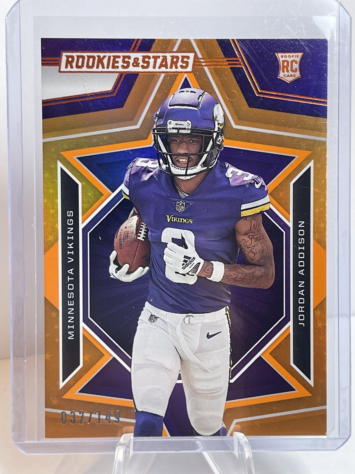 2023 Panini Rookies & Stars Jordan Addison SP Orange /149 Vikings RC #157