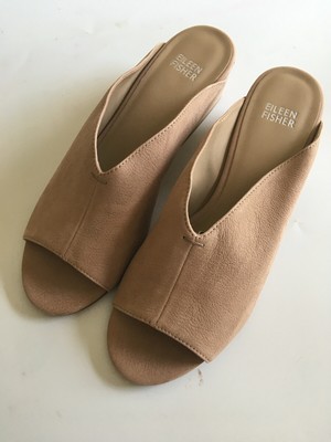 Eileen Fisher Vero Cuoio Leather Slide Sandal Barley Size 8 | eBay