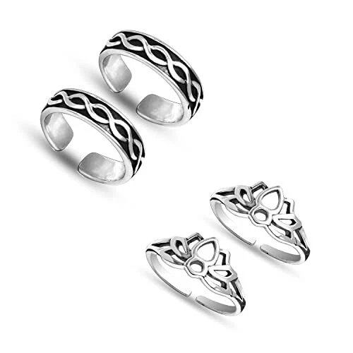 Anuradha ARt Jewellery Silver Finish Designer Married Women Toe Ring Ring  for Women : Amazon.in: Fashion