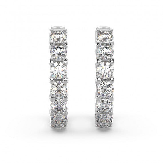 1.00Ct Natural Round Diamond U Prong Hoop Earing Crafted in 18K White Gold image 6