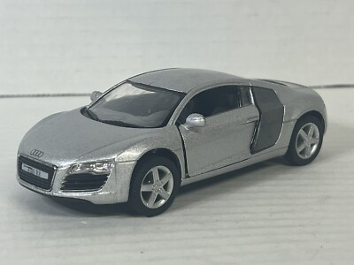 Audi R8 Silver Light Kinsmart Diecast Model Toy Race Car Pull Back