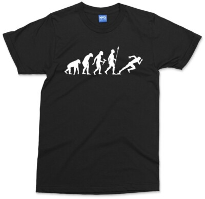 Lustiges Runner Evolution T-Shirt Sprinter Laufen Marathon Sportler Leichtathletik Geschenke