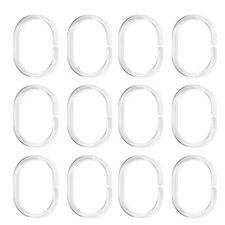 12PCS Shower Curtain Rings,Plastic Shower Curtain Hooks,C-Shaped Rings White