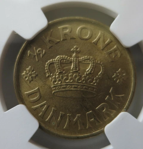 DENMARK Kingdom Half 1/2 krone 1926 NGC MS 64 KEY Date UNC Scarce Christian