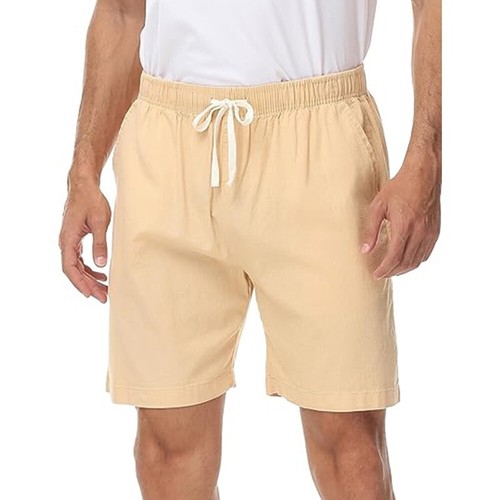 Pantaloni corti uomo coulisse misto cotone tempo libero slip casual classici estivi∧ - Foto 8 di 23