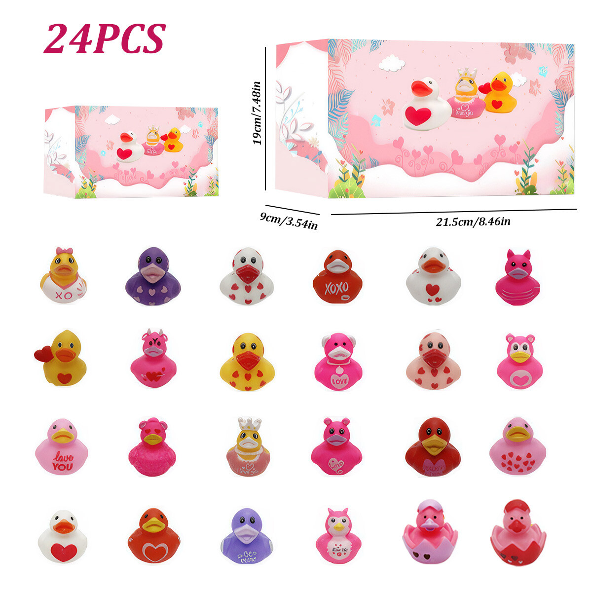 Supervitae 40 Sets Of Valentine Mini Rubber Ducks Valentineu2018s Day Duckies Gift With