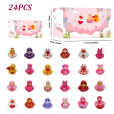 24Pcs Valentine's Day Rubber Ducks Pink Valentine Heart Ducks Assorted Duck Toys