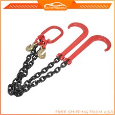Tow Recovery W G80 38 X 3 V Bridle Chain 7100 Lbs 15 J-hook Grab Hook