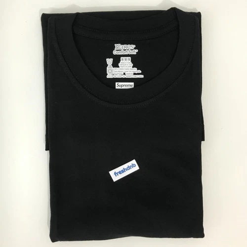 Supreme Hanes Tagless Tee T-Shirt - Black - Medium - 1 Single Tee - 100% Genuine