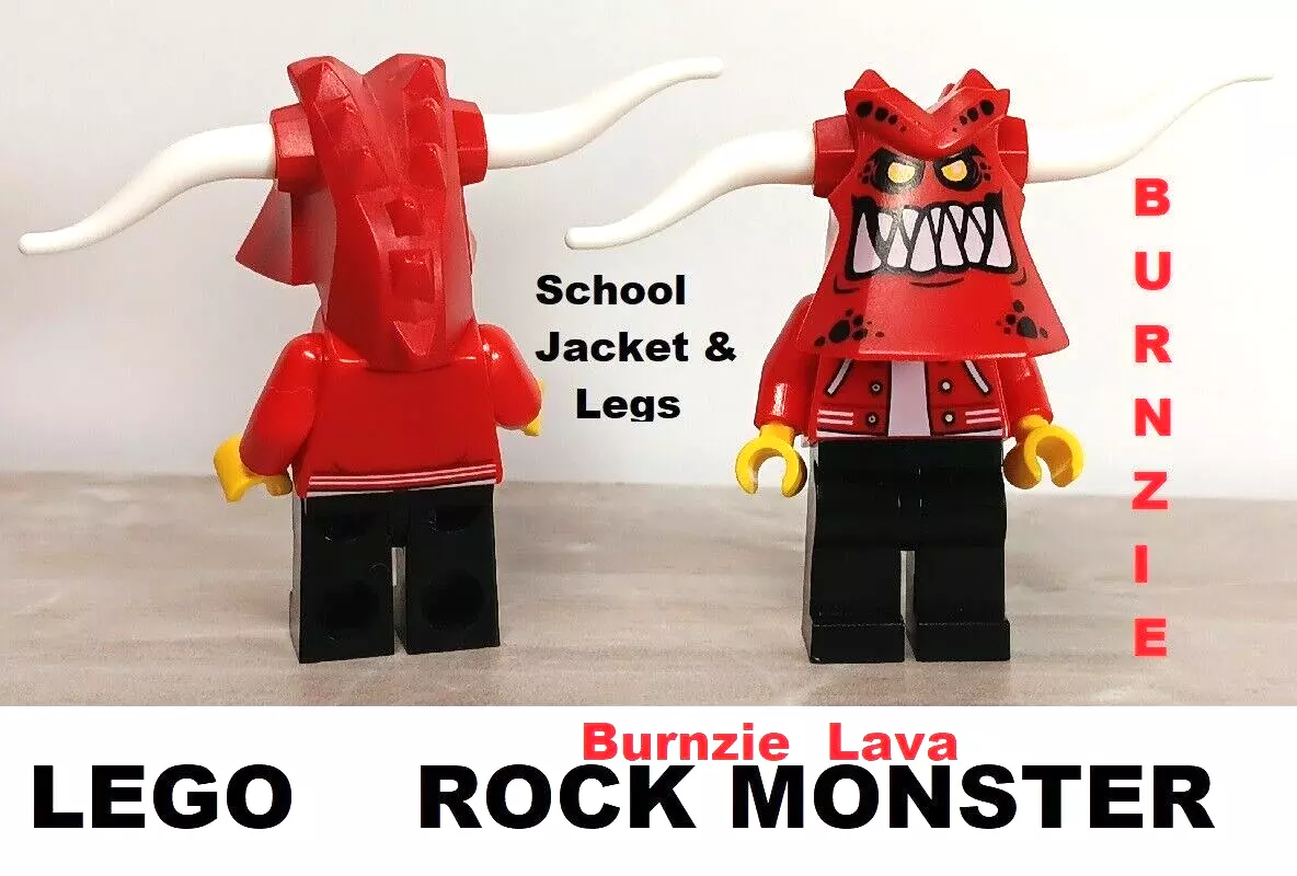 LEGO Rock Monster BURNZIE LAVA Big Head School Jacket Black Jean