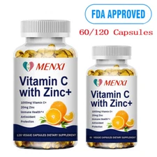 Vitamin C + Zinc Powerful Immune Support Antioxident Dietary Supplement 120Pills