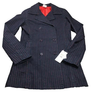 Esprit Womens Coat Sz XS Pinstripe Denim Button-Up Double Breasted NWT