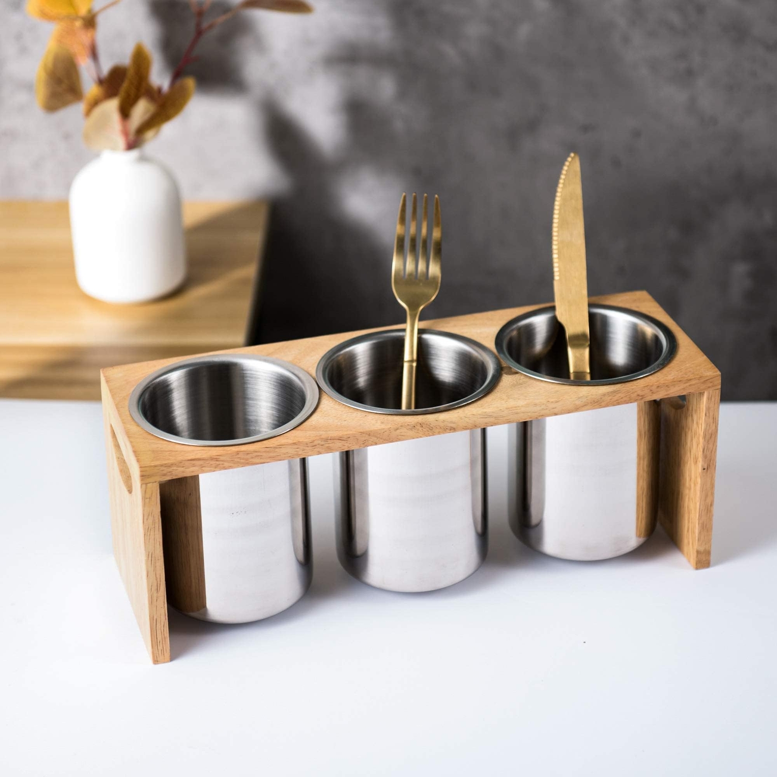 Silverware Caddy Flatware Holder Stainless Steel Utensil Caddy Organizer with...