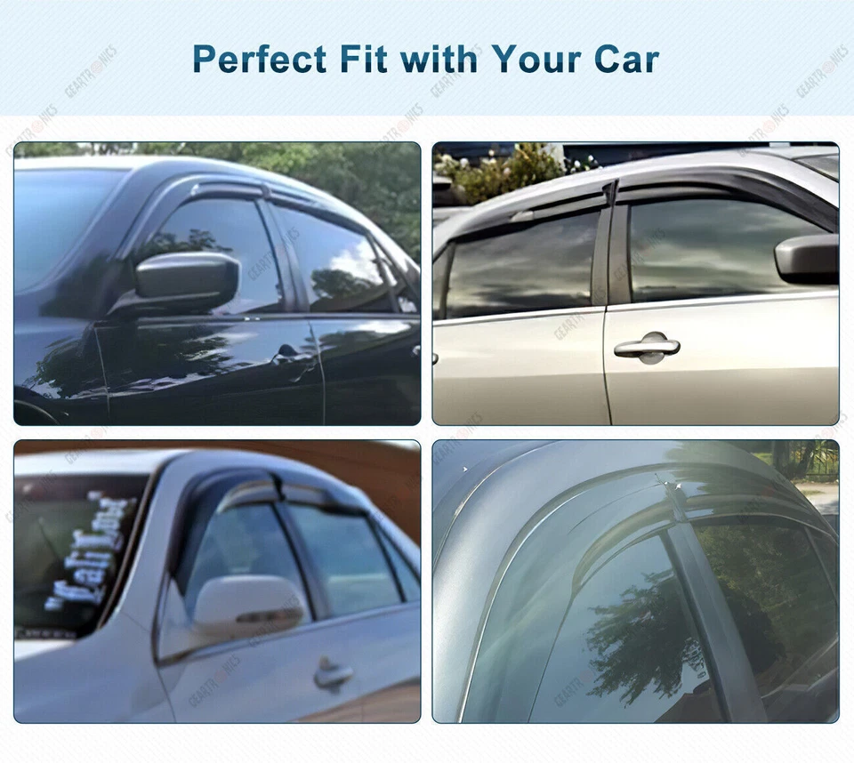 For 2003-2007 Honda Accord 4 Door Sedan Mugen Style Window Visor Sun Rain Guards - Image 2 of 4