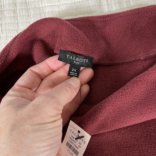 Talbots Womens Top Sweater 2X Burgundy Funnel Neck Puff Sleeves Athleisure NWT - Picture 7 of 12