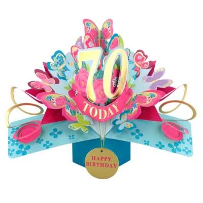 LOVE KATES 70 Today Happy 70th Birthday Pop-Up Greeting Card Love Kate's Pop Up Cards Her
