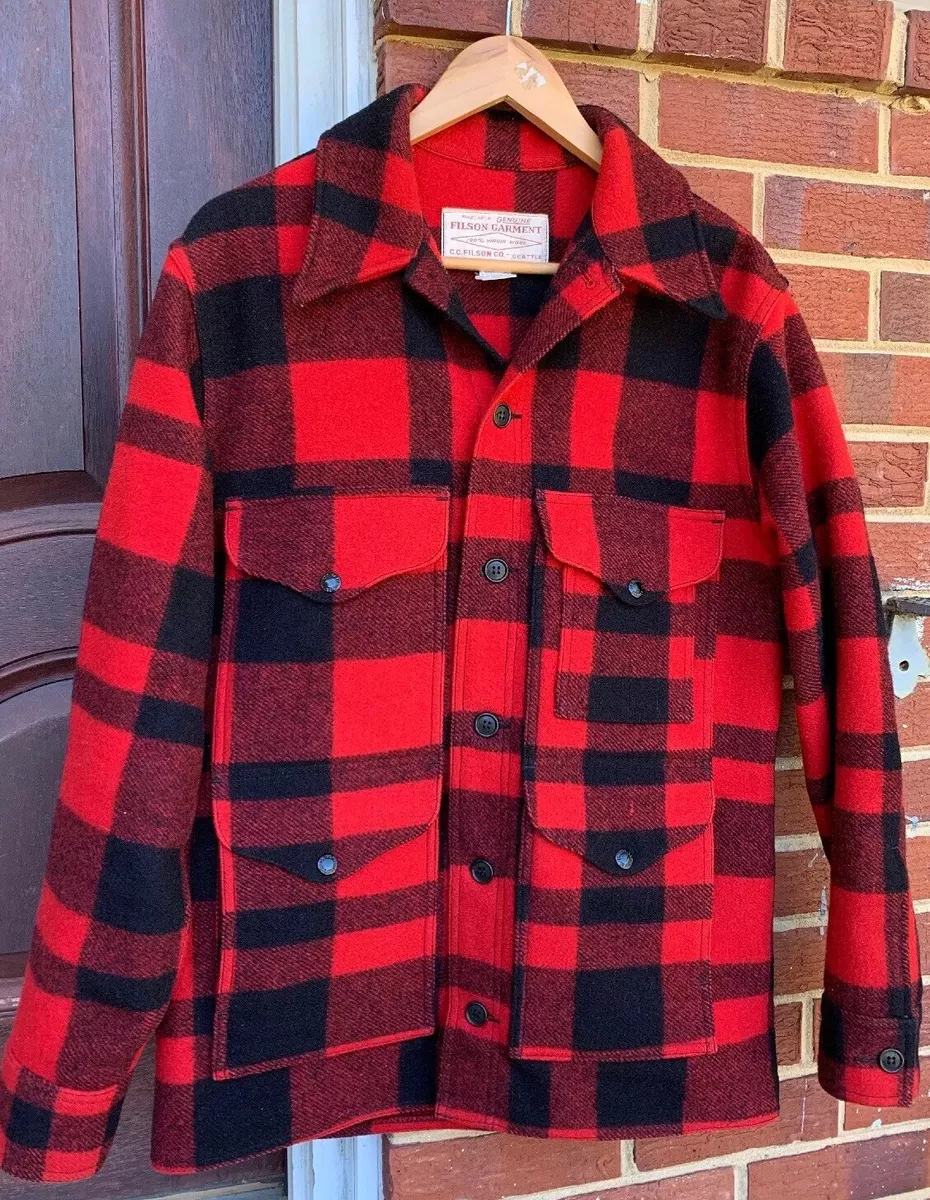 Vintage C.C. Filson Garment Genuine Buffalo Plaid 100% Wool Coat Jacket.  Size 38