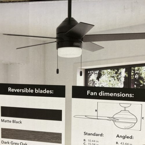 Hunter Pixie 44” Ceiling Fan Matte Black-#51938 NEW SEALED - Picture 2 of 4