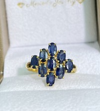 14k Solid Yellow Gold Diamond Shape Ring Natural Sapphire 3.03 Grams. Sz 7.75
