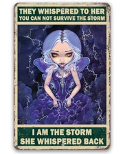 Metal Sign - I am The Storm She Whispered Back - Durable Metal Sign - 8" x 12"
