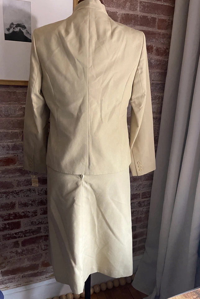 ¡Nuevo! Conjunto Blazer Chaqueta y Falda Vintage Domino Beige Traje Negocios Carrera Talla 10 Foto 3 de 4