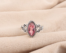 Pink Tourmaline Gemstone 925 Sterling Silver Jewelry Handmade Women Ring