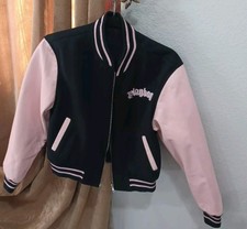 Vintage Rare Playboy Bunny Reversible Varsity Leather Jacket Pink, Black, Large