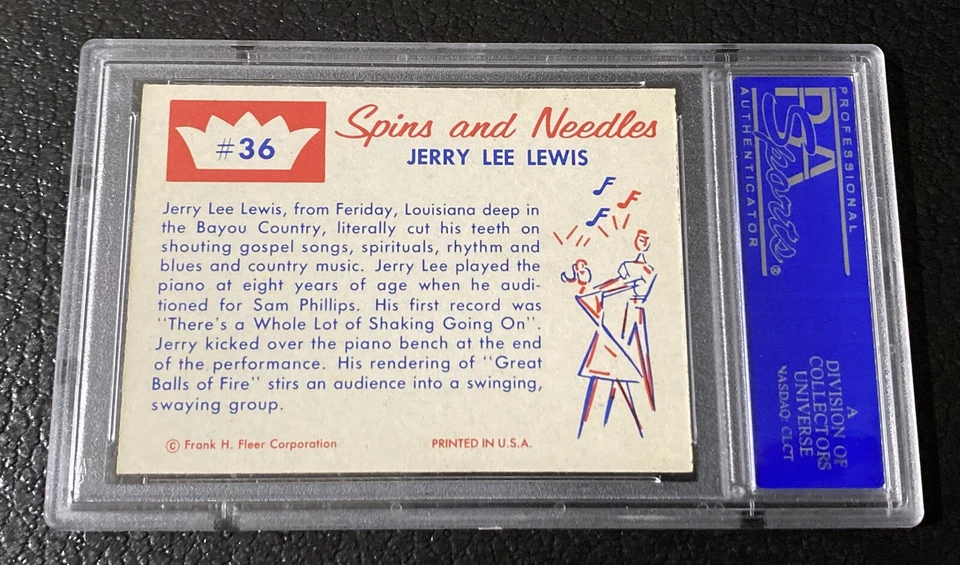 1960 Fleer Spins And Needles PSA 8 Jerry Lee Lewis Trading Card #36 Rock N Roll - Image 2 of 2