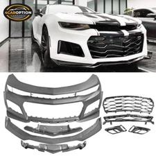 Fits 16-18 Chevy Camaro ZL1 Style Front Bumper Cover Conversion PP w/ Lip Grill