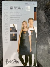 Betty Dain Brooklyn Denim, Cotton-Blend Apron, Adjustable Leather Straps, Blue